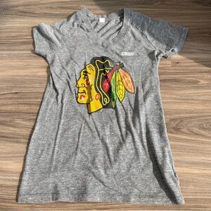 Chicago Blackhawks Heather Gray V-Neck T-Shirt